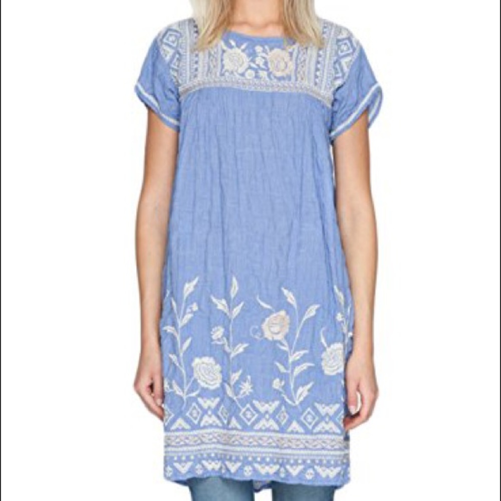 3J by Johnny Was Chambray Peasant Tunic Dress